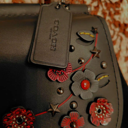 COACH Black Suede Shoulder Bag Used Mint #QYJIR3