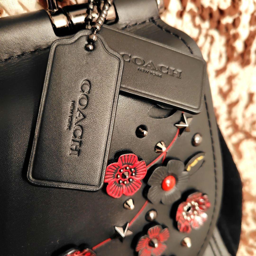 COACH Black Suede Shoulder Bag Used Mint #QYJIR3