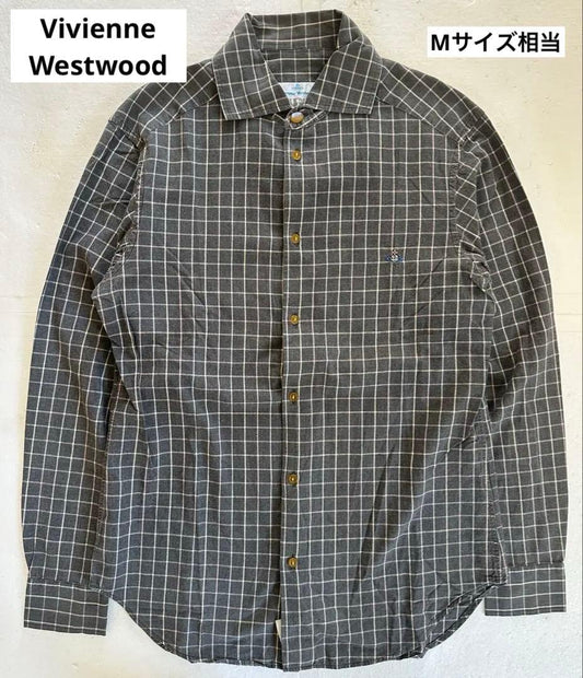 Vivienne Westwood 90s Orizzonti-era Italian-made check shirt, gray, size #QYCND8