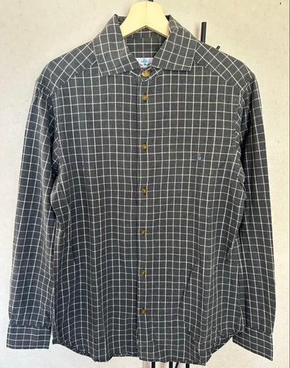Vivienne Westwood 90s Orizzonti-era Italian-made check shirt, gray, size #QYCND8