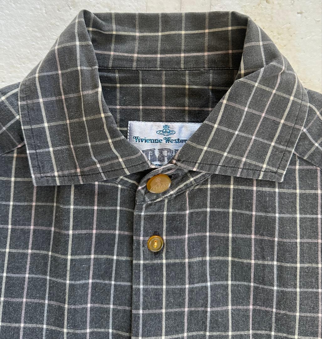 Vivienne Westwood 90s Orizzonti-era Italian-made check shirt, gray, size #QYCND8