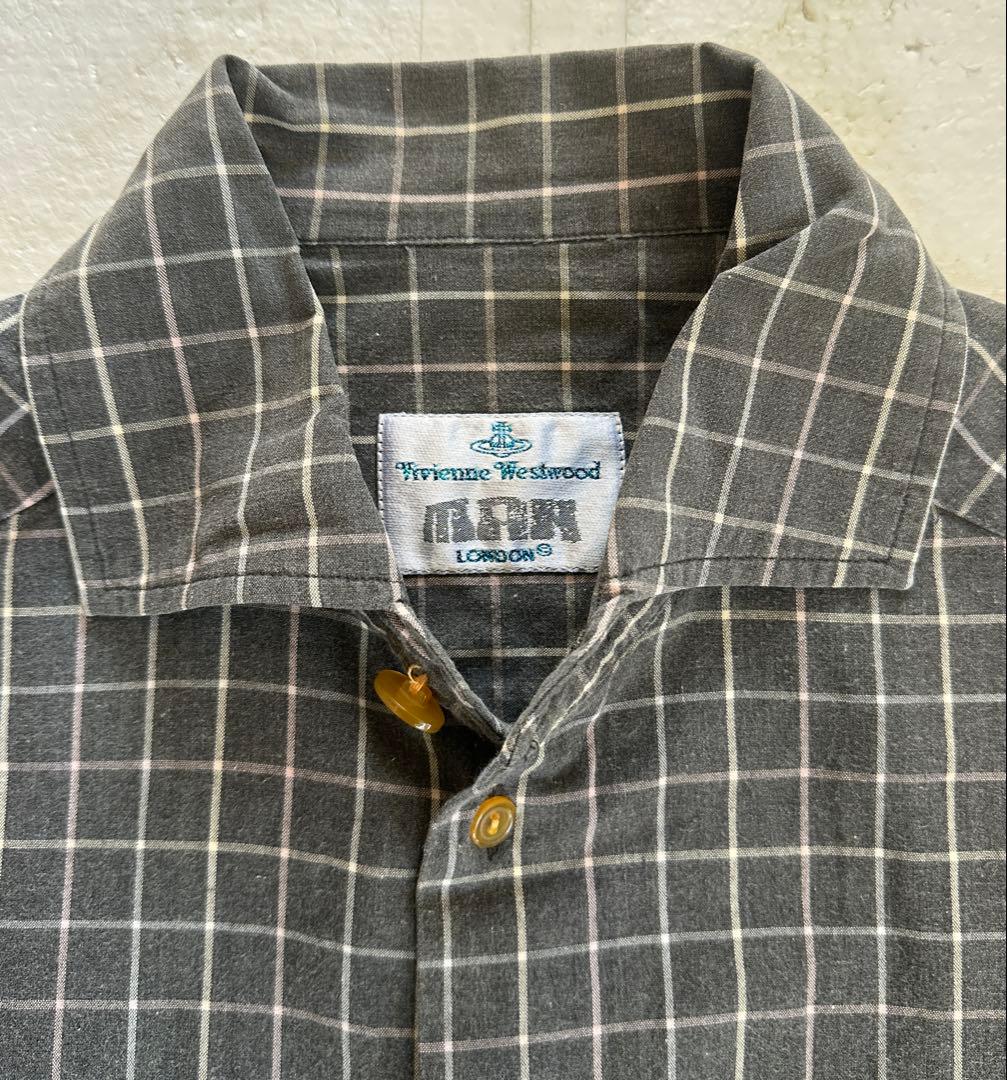 Vivienne Westwood 90s Orizzonti-era Italian-made check shirt, gray, size #QYCND8