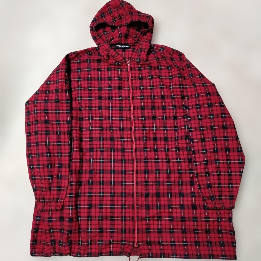 Balenciaga 18AW Oversized Hooded Check Shirt Parka #QY7IJV
