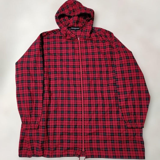 Balenciaga 18AW Oversized Hooded Check Shirt Parka #QY7IJV
