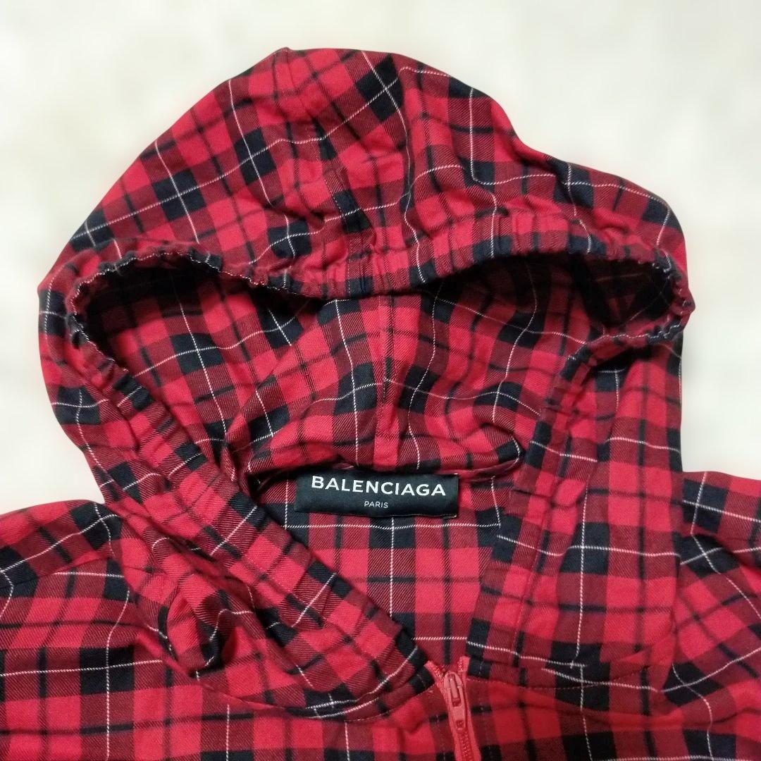 Balenciaga 18AW Oversized Hooded Check Shirt Parka #QY7IJV