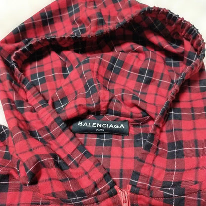 Balenciaga 18AW Oversized Hooded Check Shirt Parka #QY7IJV