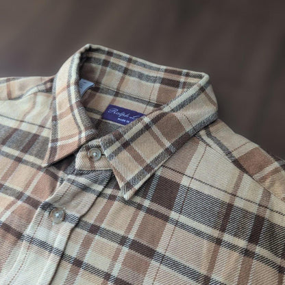 Ralph Lauren Purple Label Checked Long Sleeve Flannel Shirt, Size M #QY7Q44