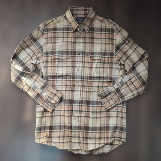 Ralph Lauren Purple Label Checked Long Sleeve Flannel Shirt, Size M #QY7Q44