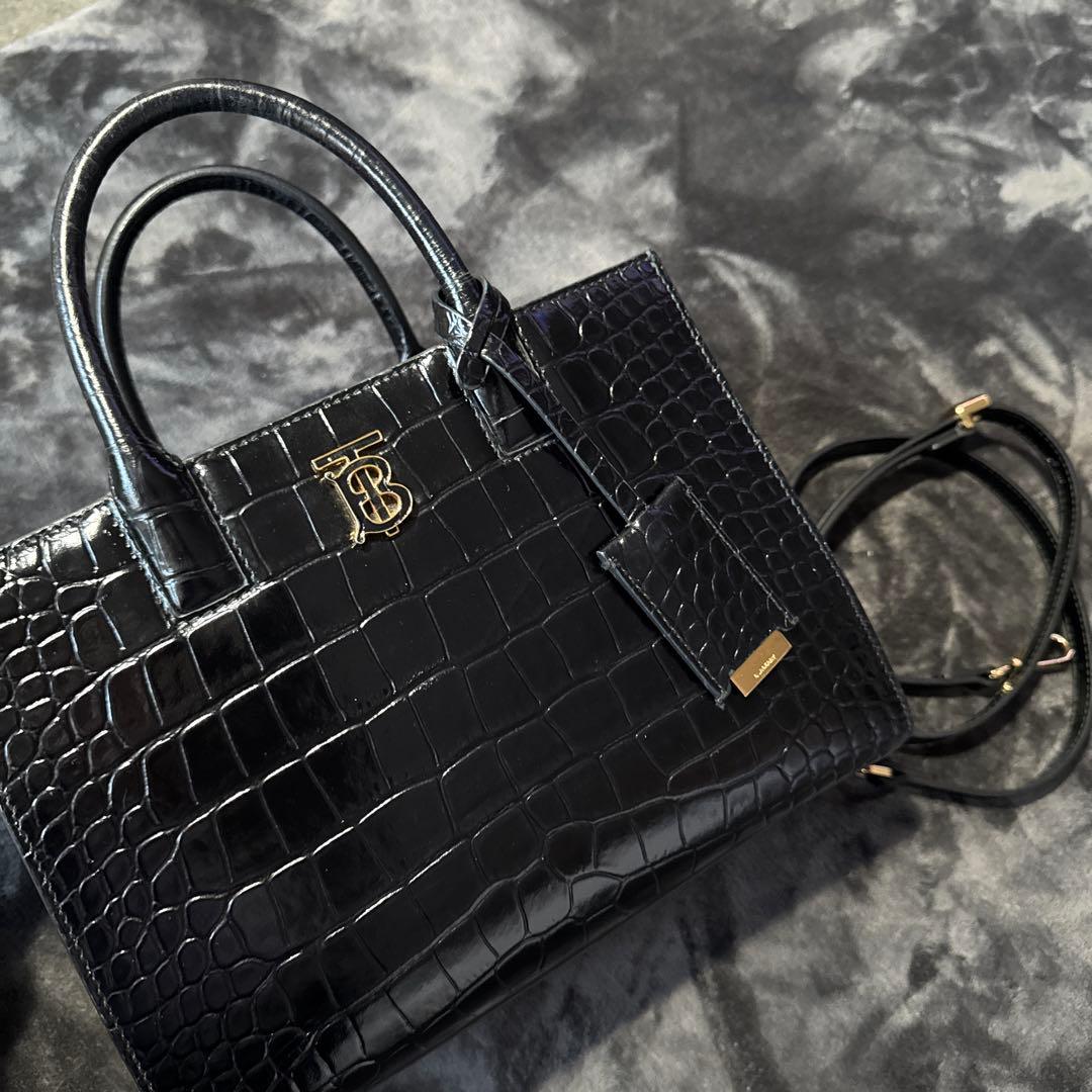 Burberry Crocodile Embossed Mini Francis Bag #QY56IA