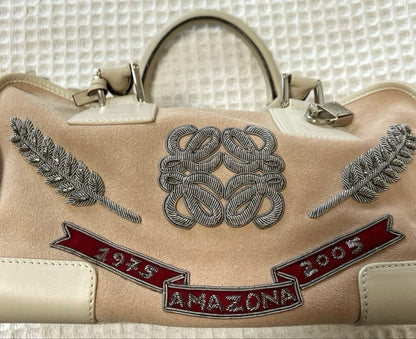 LOEWE Amazona embroidered handbag, pink beige #QYAJG6