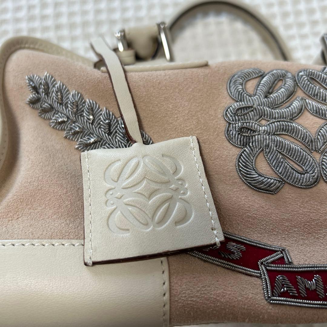 LOEWE Amazona embroidered handbag, pink beige #QYAJG6