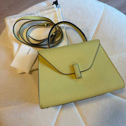 VALEXTRA Iside Medium Seasonal Color Lemon Yellow Leather W26xH20xD12cm #QY1J0R