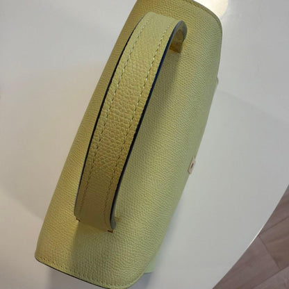 VALEXTRA Iside Medium Seasonal Color Lemon Yellow Leather W26xH20xD12cm #QY1J0R