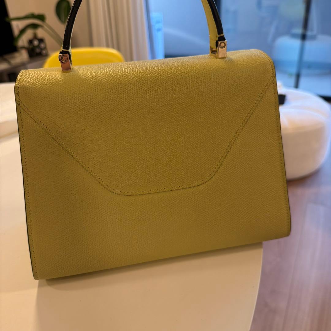 VALEXTRA Iside Medium Seasonal Color Lemon Yellow Leather W26xH20xD12cm #QY1J0R