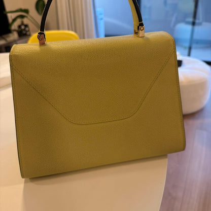 VALEXTRA Iside Medium Seasonal Color Lemon Yellow Leather W26xH20xD12cm #QY1J0R