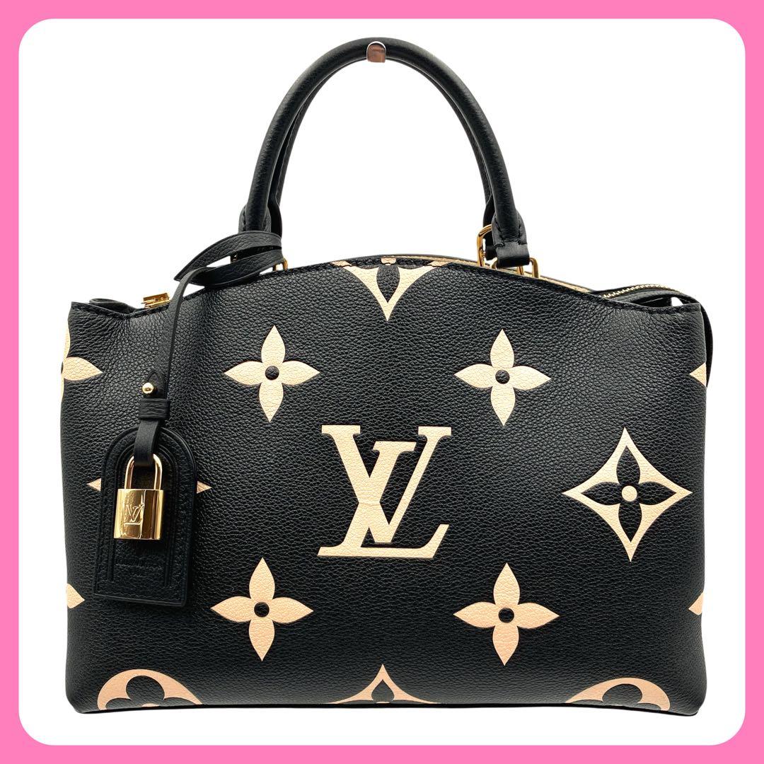 LOUIS VUITTON Petit Palais PM M58913 Black/White Monogram Giant Grain Le #QY918E