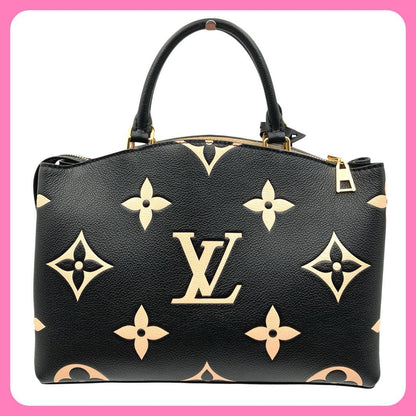 LOUIS VUITTON Petit Palais PM M58913 Black/White Monogram Giant Grain Le #QY918E