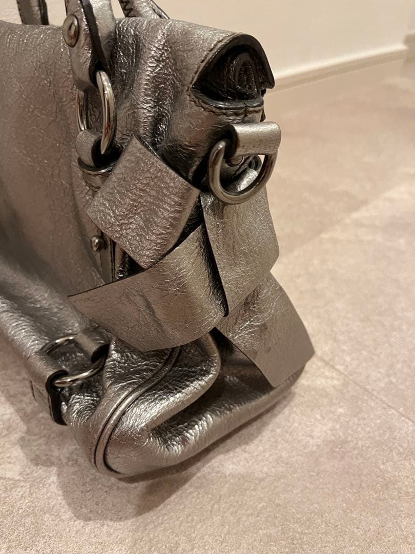 MIU MIU Ribbon Handbag Silver Leather #QY6UXS
