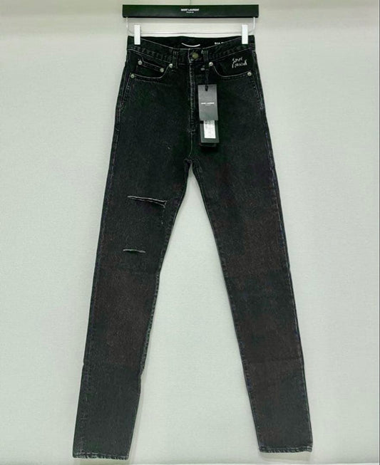 SAINT LAURENT 26 Crushed Skinny Denim Pants #QY2KYH