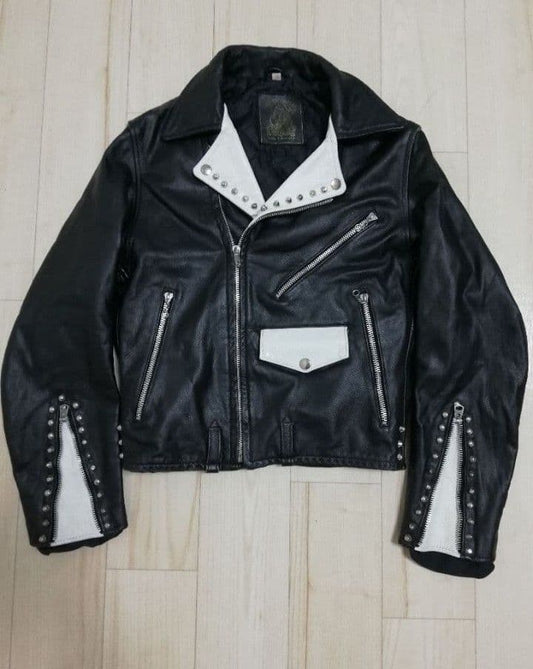 666 Triple Six Custom Studded Leather Rider's Jacket, Vintage #QY9NEW