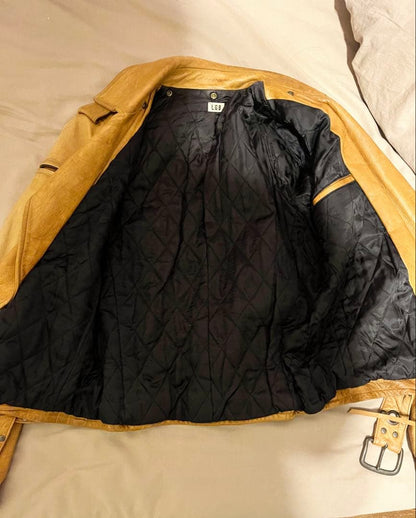 One-of-a-kind L.G.B Horse Leather Double Rider Jacket in Camel #QYG3KP