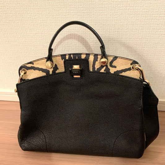 FURLA Furla bag, zebra print, black, shoulder bag, two-tone. #QYIVR5