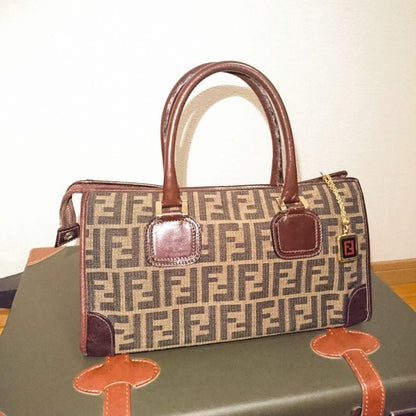 FENDI Vintage Old Fendi Brown Leather Handbag All-Leather Interior From #QYDQMH