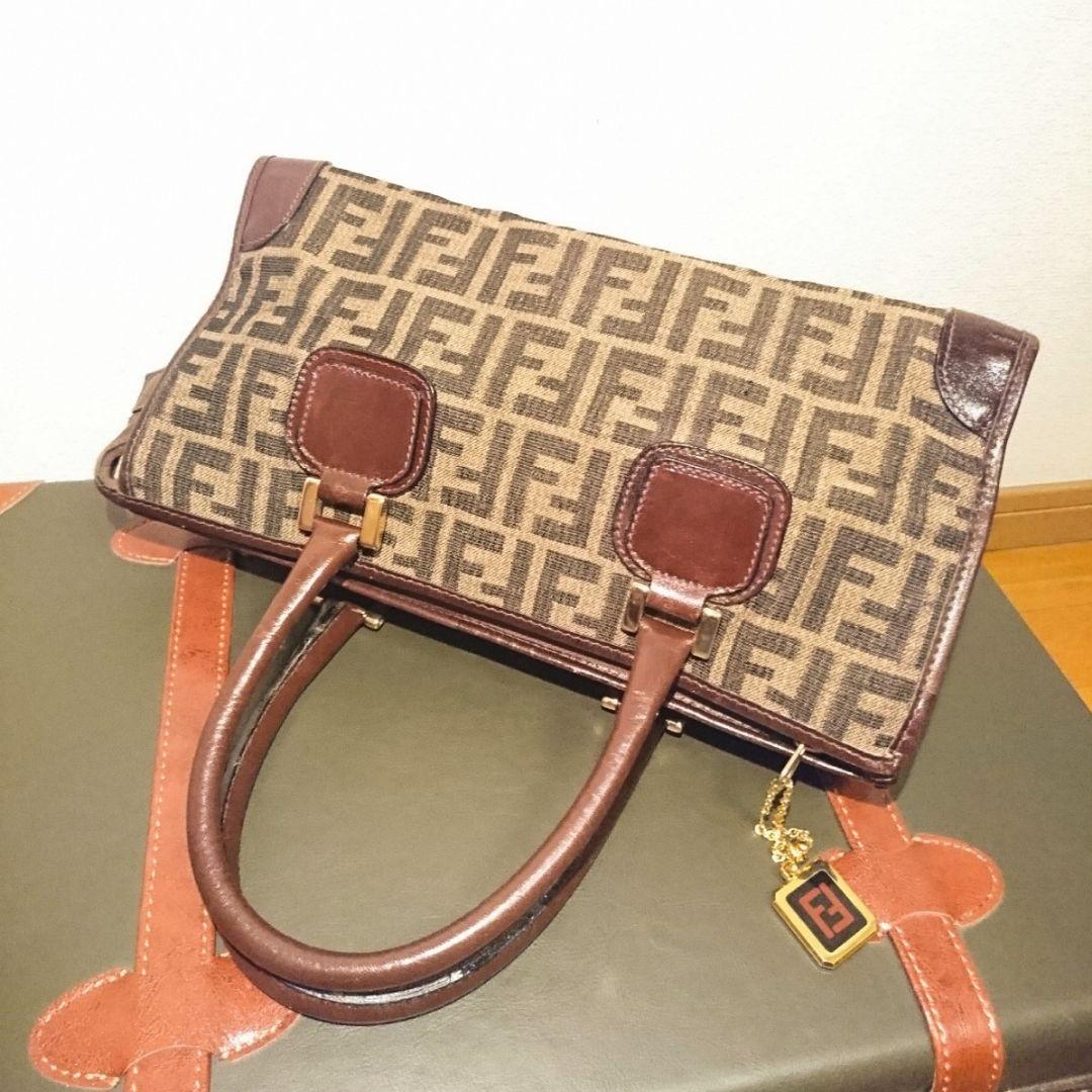 FENDI Vintage Old Fendi Brown Leather Handbag All-Leather Interior From #QYDQMH