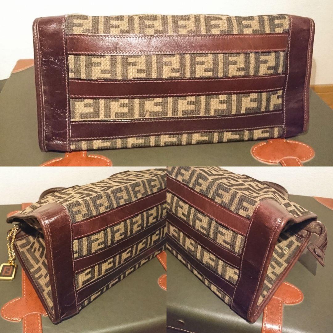 FENDI Vintage Old Fendi Brown Leather Handbag All-Leather Interior From #QYDQMH