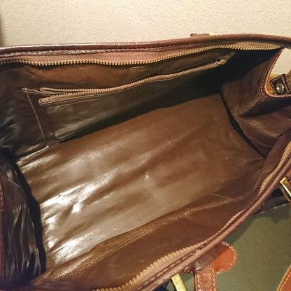 FENDI Vintage Old Fendi Brown Leather Handbag All-Leather Interior From #QYDQMH