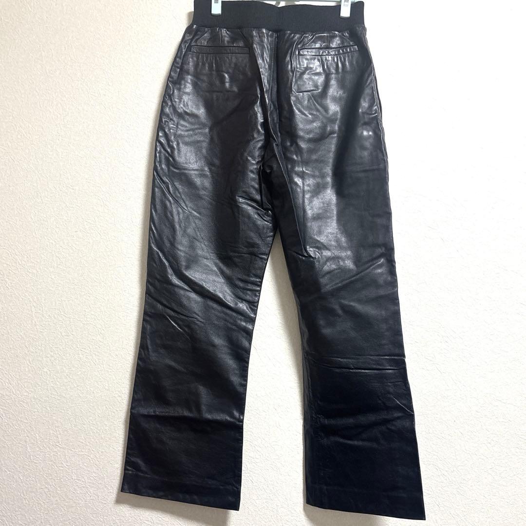 SAINT LAURENT cowhide leather pants, black, wide-leg pants with elastic #QY3VMB