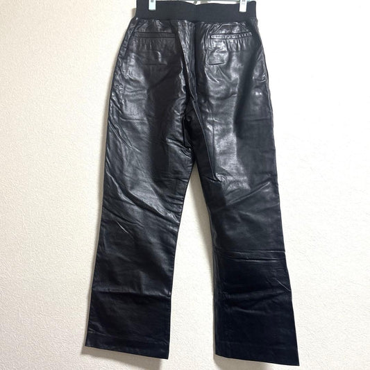 SAINT LAURENT cowhide leather pants, black, wide-leg pants with elastic #QY3VMB
