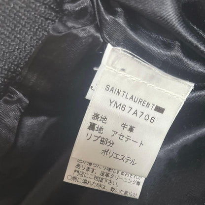 SAINT LAURENT cowhide leather pants, black, wide-leg pants with elastic #QY3VMB