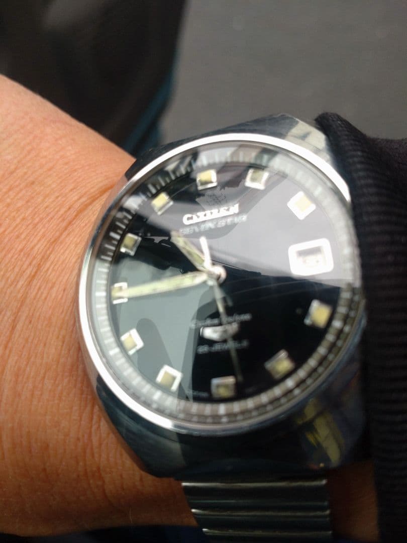 Citizen Seven Star Deluxe Jumbo Black Mirror Dial Overhauled Original #QY85J7