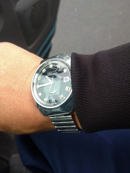Citizen Seven Star Deluxe Jumbo Black Mirror Dial Overhauled Original #QY85J7