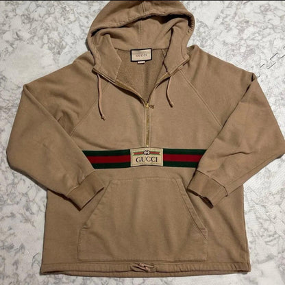 GUCCI Beige Zip-Up Hoodie #QY90ML