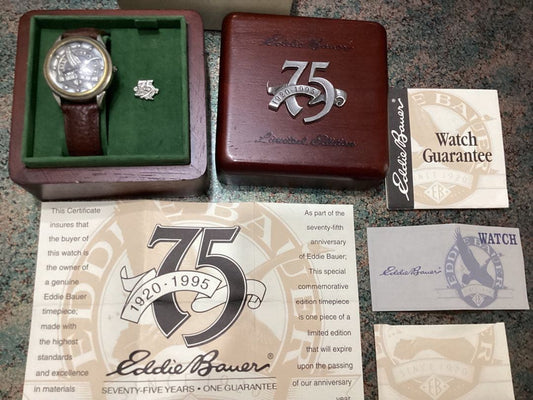 Eddie Bauer 75th Anniversary Watch Pin Badge (Wood) #QYFNNI