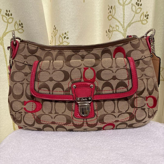 COACH shoulder bag, Pink, Canvas #QYAYOM