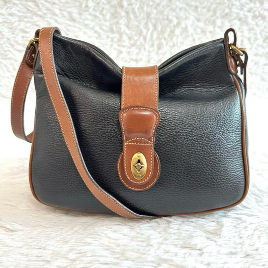 Classic Old Coach Leather Shoulder Bag with Turnlock Closure #QY9NQU
