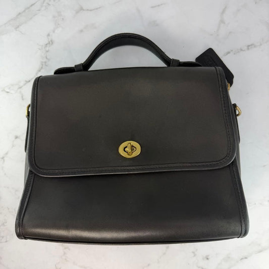 COACH Old Coach 2-way Shoulder Bag/Handbag, Leather, Black, 9870 #QY5DMJ