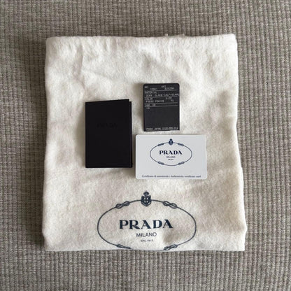 PRADA Leather x Suede 2-Way Shoulder Bag, Greige #QY6VVR