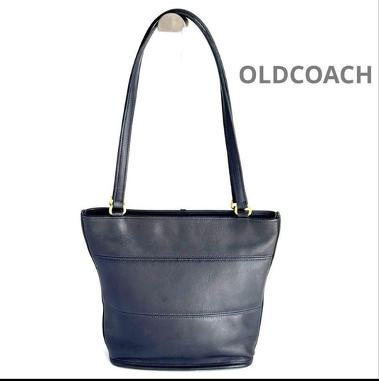COACH Old Coach 9098 Navy Glovetanned Leather Shoulder Bag #QY1Y6M