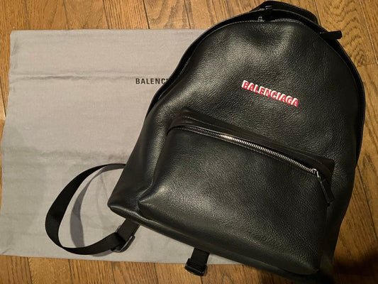 BALENCIAGA Leather Backpack Black #QY1IQX