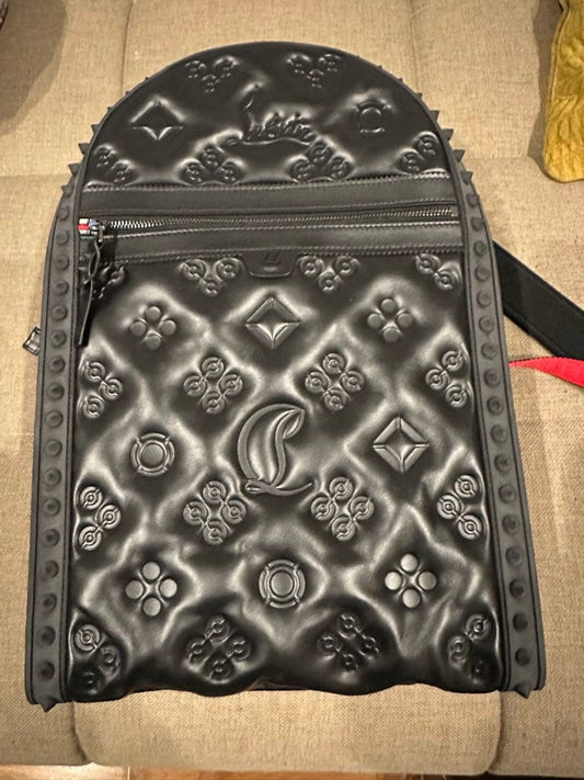 CHRISTIAN LOUBOUTIN Backparis Backpack Black Calf Leather Italy #QYI8FF