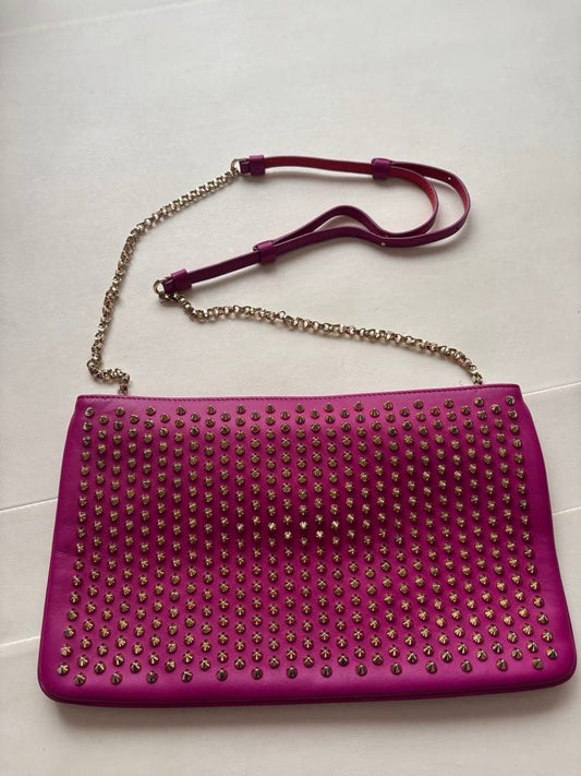 Christian Louboutin Studded Shoulder Bag/Clutch Bag, Pink #QY1XGE