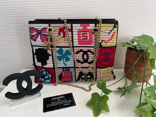 CHANEL Icon Motif Chain Bag Coco Mark Multicolor #QY31U2
