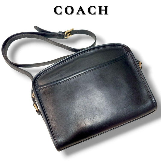COACH Old Coach Leather Shoulder Bag, Black, Classic #QY6FRH