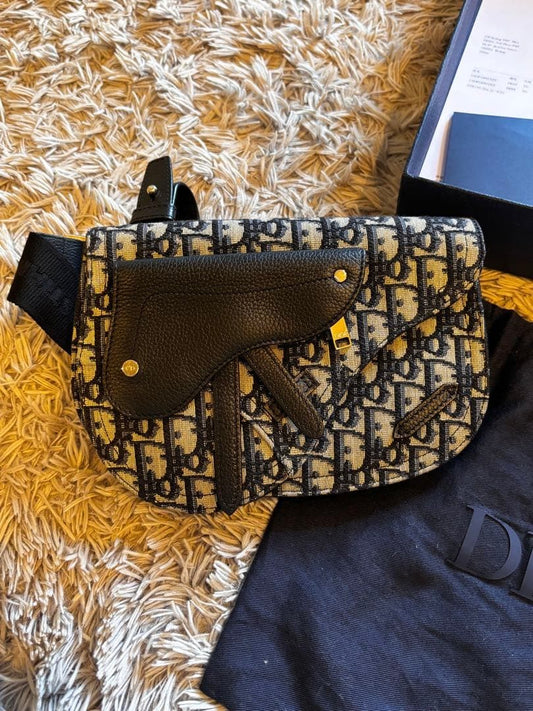 CHRISTIAN DIOR Saddle Bag Body Bag Shoulder Bag Canvas #QY72S1