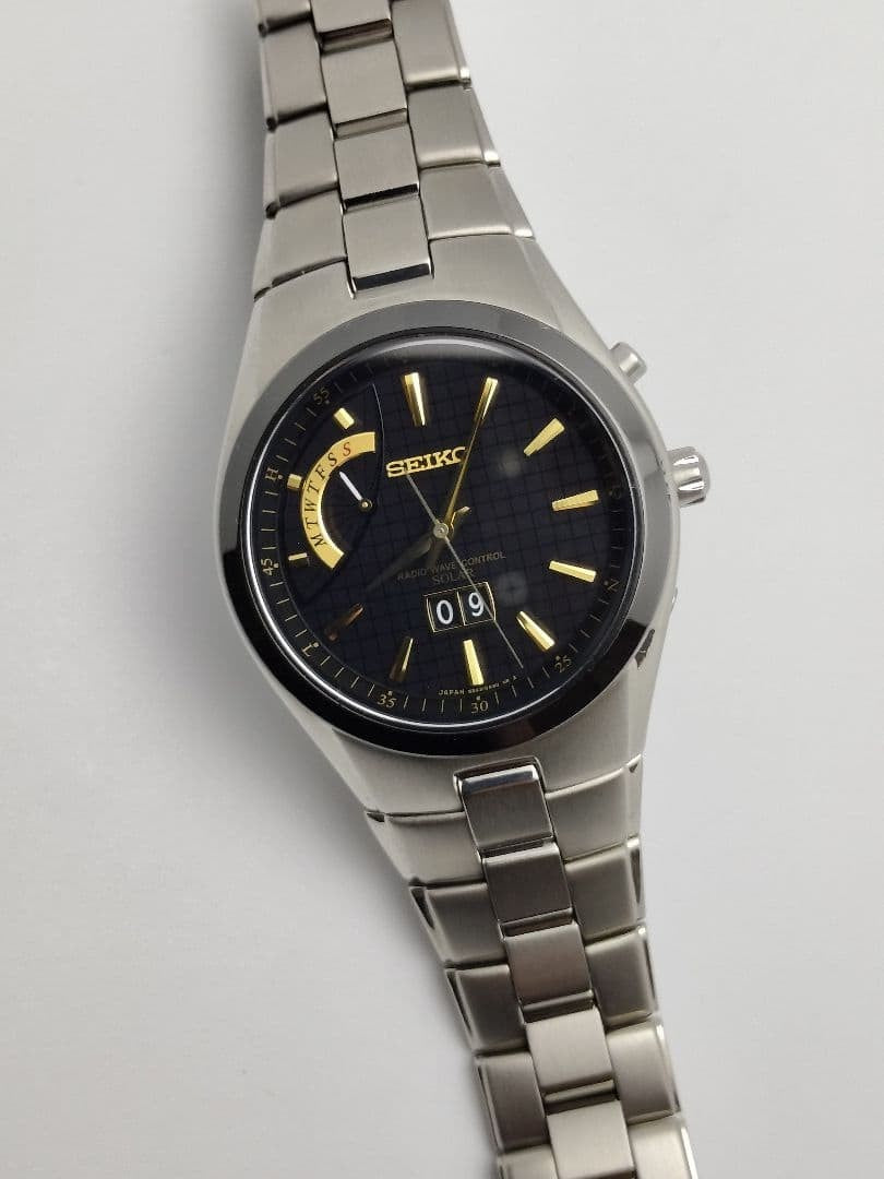 Seiko Spirit Radio Solar Big Calendar Day Date Day of the Week Titanium #PGCNXN