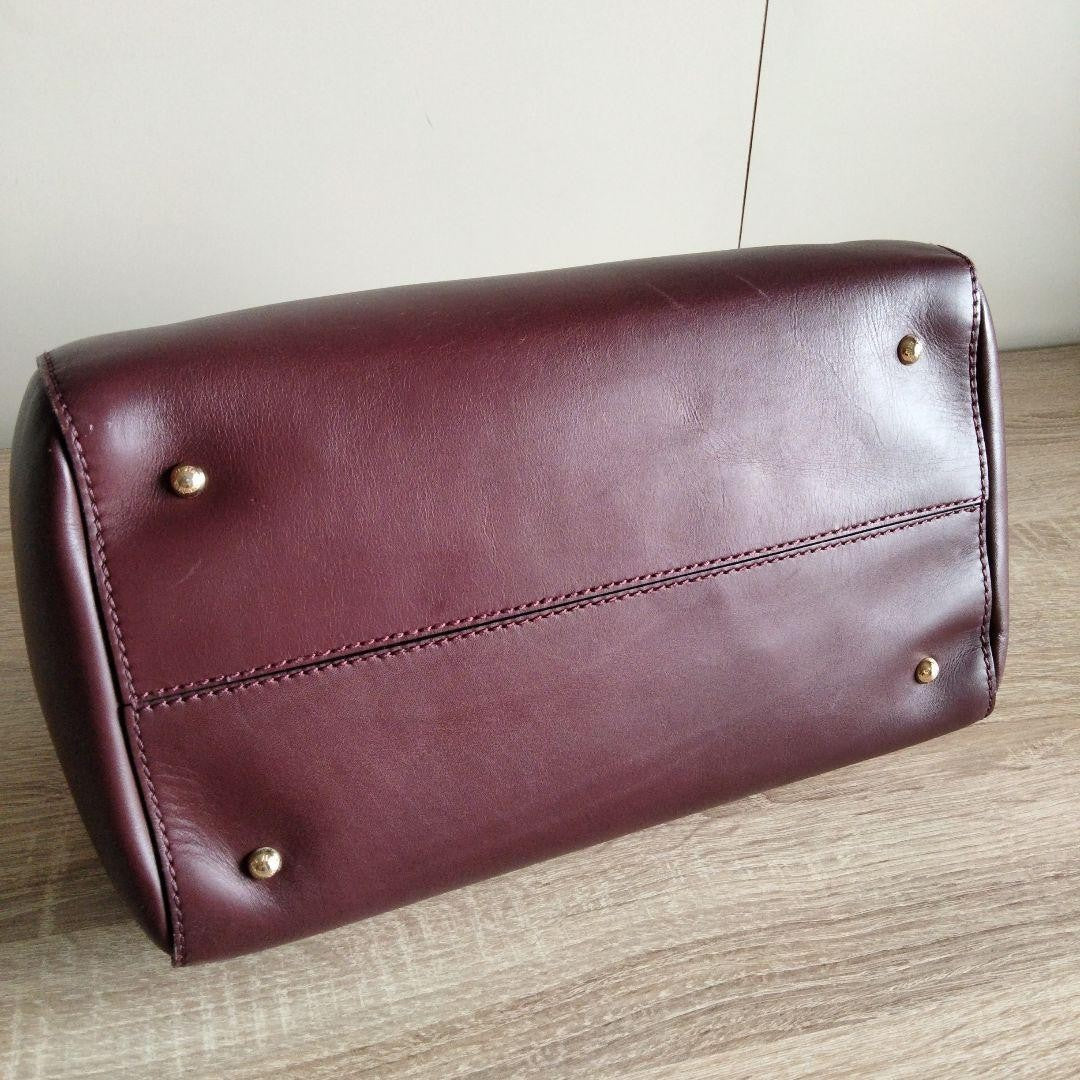 Max Mara Real Leather Bag Burgundy Spacious Chic #QY8EPO